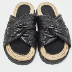 Dior Black Cannage Leather D-Twist Espadrille Sandals Size 40