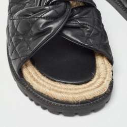 Dior Black Cannage Leather D-Twist Espadrille Sandals Size 40