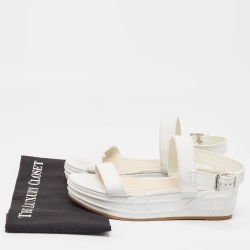 Dior White Leather Platform Slingback Sandals Size 40