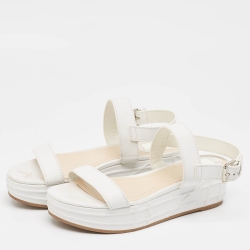 Dior White Leather Platform Slingback Sandals Size 40