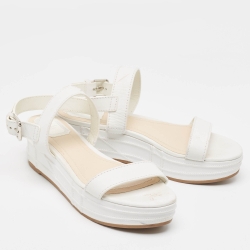 Dior White Leather Platform Slingback Sandals Size 40