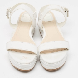 Dior White Leather Platform Slingback Sandals Size 40