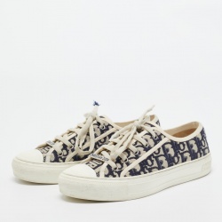 Dior Navy Blue/White Canvas Walk'n'Dior Sneakers Size 37.5