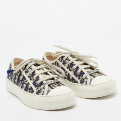 Dior Navy Blue/White Canvas Walk'n'Dior Sneakers Size 37.5