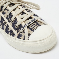 Dior Navy Blue/White Canvas Walk'n'Dior Sneakers Size 37.5