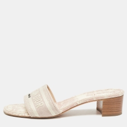 Dior Cream/Purple Canvas Dway Sandals Size 41.5