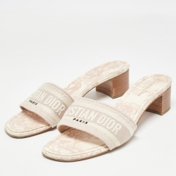 Dior Cream/Purple Canvas Dway Sandals Size 41.5