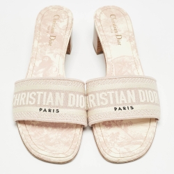 Dior Cream/Purple Canvas Dway Sandals Size 41.5