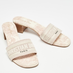 Dior Cream/Purple Canvas Dway Sandals Size 41.5