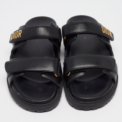 مملوكة مسبقًا Dior Black Leather DiorAct Sandals Size 38