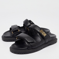 مملوكة مسبقًا Dior Black Leather DiorAct Sandals Size 38
