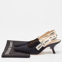 Pre Owned Dior Black Technical Fabric and Ribbon J'adior Slingback Pumps Size 39