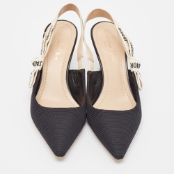 Pre Owned Dior Black Technical Fabric and Ribbon J'adior Slingback Pumps Size 39