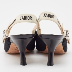 Pre Owned Dior Black Technical Fabric and Ribbon J'adior Slingback Pumps Size 39