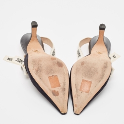 Pre Owned Dior Black Technical Fabric and Ribbon J'adior Slingback Pumps Size 39