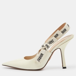 Dior Off White Patent J'Adior Slingback Pumps Size 39