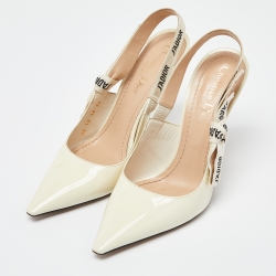 Dior Off White Patent J'Adior Slingback Pumps Size 39