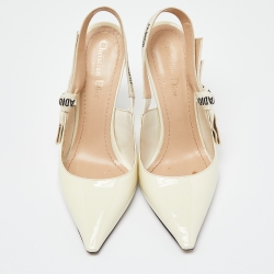 Dior Off White Patent J'Adior Slingback Pumps Size 39