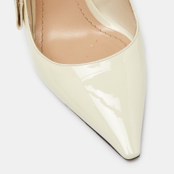 Dior Off White Patent J'Adior Slingback Pumps Size 39