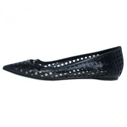 مملوكة مسبقًا Dior Black Leather Cannage Cutout Ballet Flats Size 40