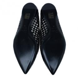 مملو�كة مسبقًا Dior Black Leather Cannage Cutout Ballet Flats Size 40