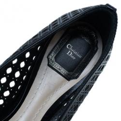 مملوكة مسبقًا Dior Black Leather Cannage Cutout Ballet Flats Size 40
