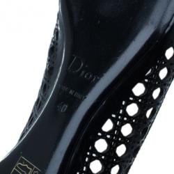 مملوكة مسبقًا Dior Black Leather Cannage Cutout Ballet Flats Size 40