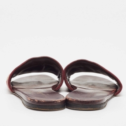 Pre Owned Dior White/Burgundy Canvas Dway Flat Slides Size 37.5