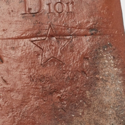 Pre Owned Dior White/Burgundy Canvas Dway Flat Slides Size 37.5