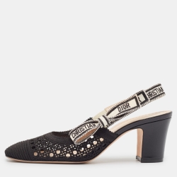 Dior Black Cannage Fabric Dior & Moi Slingback Pumps Size 37