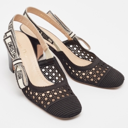 Dior Black Cannage Fabric Dior & Moi Slingback Pumps Size 37