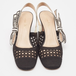 Dior Black Cannage Fabric Dior & Moi Slingback Pumps Size 37