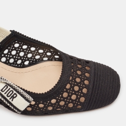 Dior Black Cannage Fabric Dior & Moi Slingback Pumps Size 37