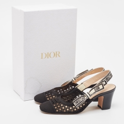 Dior Black Cannage Fabric Dior & Moi Slingback Pumps Size 37