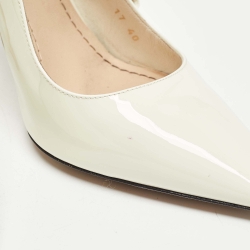 Pre Owned Dior Off White Patent Leather J'Adior Slingback Pumps Size 40