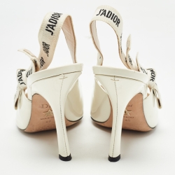 Pre Owned Dior Off White Patent Leather J'Adior Slingback Pumps Size 40