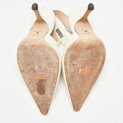 Pre Owned Dior Off White Patent Leather J'Adior Slingback Pumps Size 40