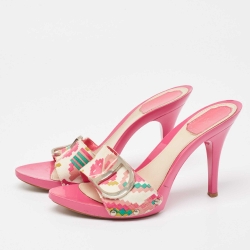 Dior Multicolor Canvas Open Toe Slide Sandals Size 39.5