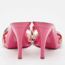 Dior Multicolor Canvas Open Toe Slide Sandals Size 39.5