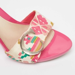 Dior Multicolor Canvas Open Toe Slide Sandals Size 39.5