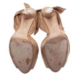 Pre Owned Dior Beige Pleated Leather Slingback Sandals Size 40