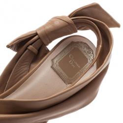 Pre Owned Dior Beige Pleated Leather Slingback Sandals Size 40