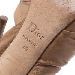 Pre Owned Dior Beige Pleated Leather Slingback Sandals Size 40