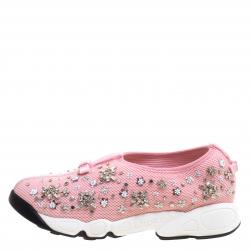 Dior Pink Mesh Fusion Embellished Sneakers Size 37