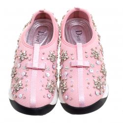 Dior Pink Mesh Fusion Embellished Sneakers Size 37