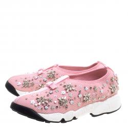 Dior Pink Mesh Fusion Embellished Sneakers Size 37