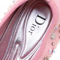 Dior Pink Mesh Fusion Embellished Sneakers Size 37