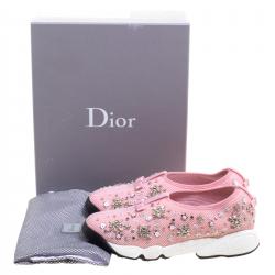 Dior Pink Mesh Fusion Embellished Sneakers Size 37