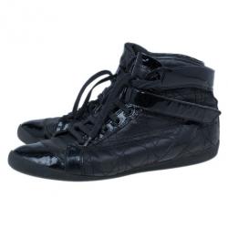 مملوكة مسبقًا Dior Black Leather High Top Sneakers Size 38.5