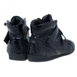 مملوكة مسبقًا Dior Black Leather High Top Sneakers Size 38.5